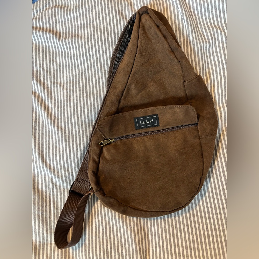 L.L. Bean Dark Brown Suede Sling Bag